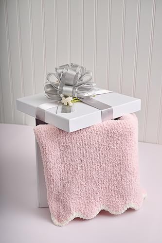 Image of Mud Pie Children's Pink Scallop Chenille Blanket