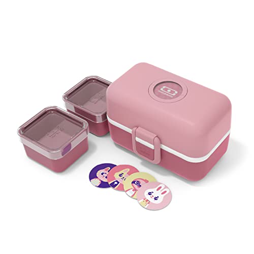 monbento - MB Tresor Blush Fiambrera infantil rosa - Lonchera para niños 3 Compartimientos - Caja merienda - Bento box...