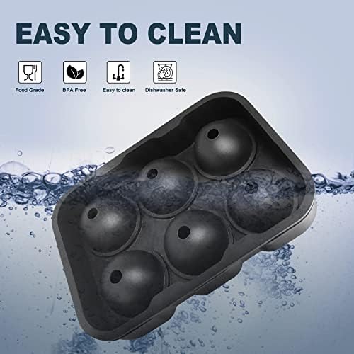Walfos Silicone Ice Cube Tray Set, Large Square Ice Cube Tray and Sphere Ice Ball , Easy to Pop Out, Prefect for for Whiskey, Cocktails, Baby Food, Reusable & BPA Free