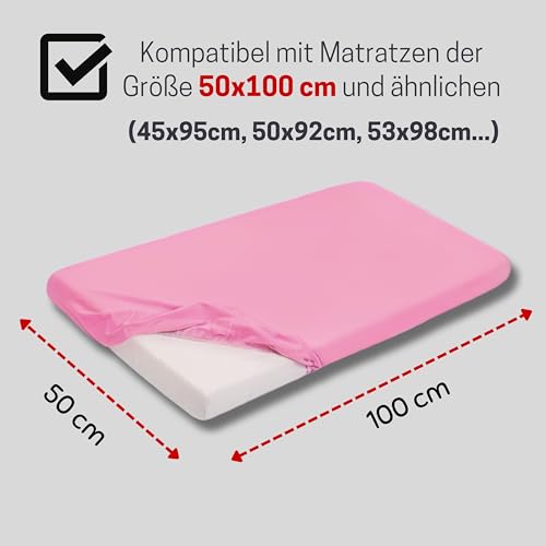 Bisoo Zauberlaken Spannbettlaken Wasserdicht 50x100 Rosa für Beistellbett – Ansicht 4