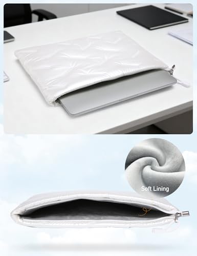 GAOCHY 13 Cali Puffy Pokrowiec na Laptopa do MacBook Air 13 M3/M2/M1 2025-2018, MacBook Pro 13 M2/M1 2022-2016, 13 Cali iPad Pro/Air, HP Envy x360 13, 13,8 Cali Surface Laptop 7, Perłowa Biała