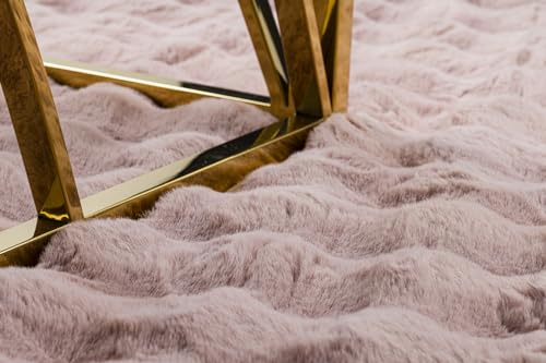 Tapis Bubble en fourrure de lapin synthétique très épais et structuré - 7