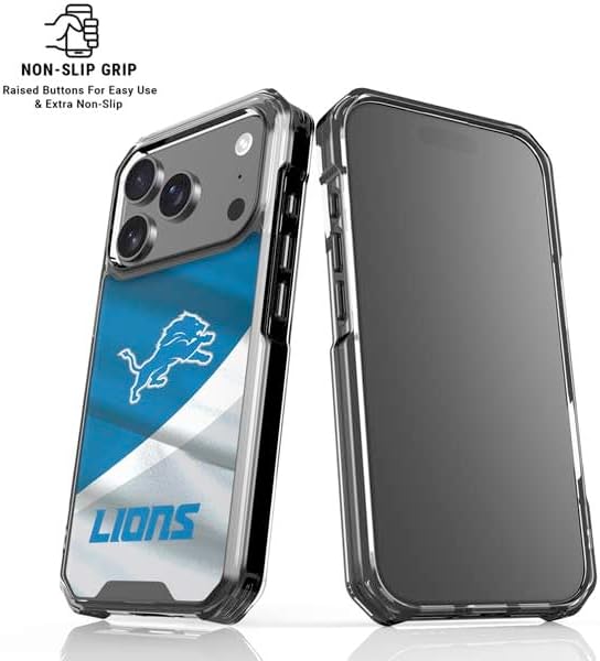 Skinit Clear Phone Case Compatible with iPhone 17 Pro - Officially Licensed NFL Detroit Lions Design