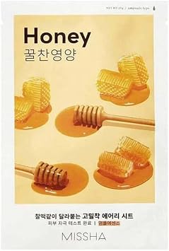 MISSHA Honey Extract Bright Appearance and Intensive Moisturizing Leaf Mask (1ad) Airy Fit Sheet Mask Honey