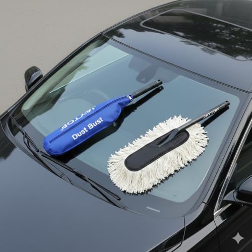 Image of JAYTOP DUST-Bust Car Duster Microfiber Brush || Lint-Free & Scratch-Free Car Cleaner Brush with Long Handle with Ceramic Wax Infused || car Accessories 2026 || Effortless Cleaning