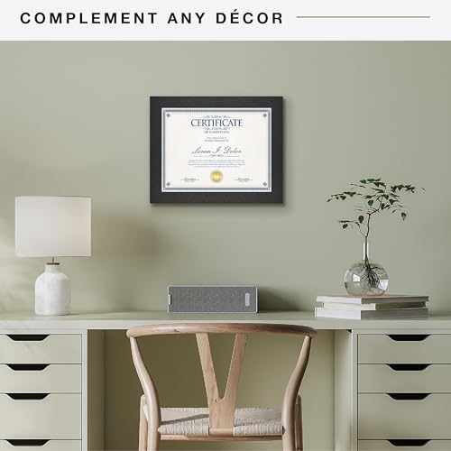 MCS Studio Gallery 8.5x11 Picture Frame Black Woodgrain, Rectangle Photo Frame for Photos, Posters & Art Prints & Easel for Tapletop Display (1-Pack)