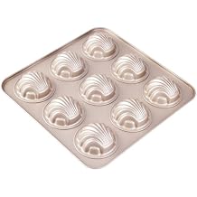 Madeleine Mold Cake Pan, 9-Cavity Non-Stick Spherical Shell Madeline Bakeware for Oven Baking Champagne Gold