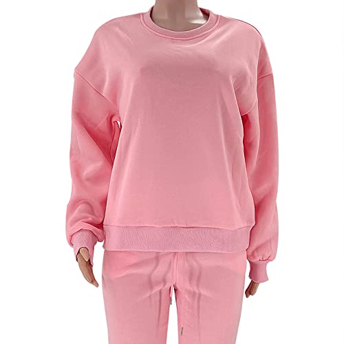Viatabuna Women's 2 Piece Fleece Sweatsuit Outfit Long Sleeve Crewneck Pullover Sweatshirt Drawstring Jogger Pants Lounge Set #TOP3