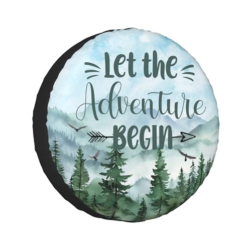 Spare Tire Cover for RV Camper Trailer Let The Adventure Begin, Weatherproof Universal Wheel Cover for RV Travel Trailer Camper Truck 14inch