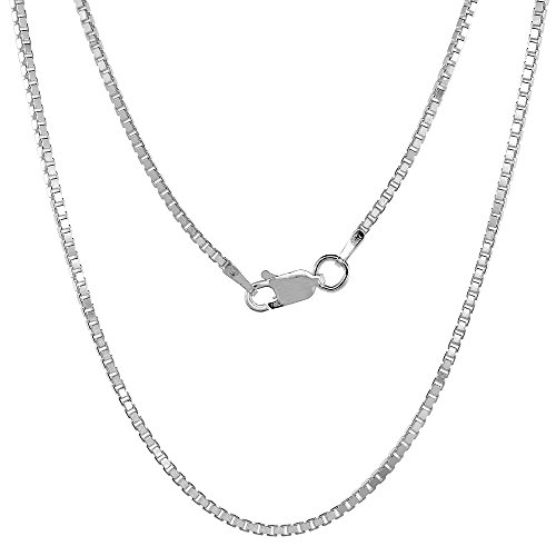 Sterling Silver 1.4mm BOX Chain Necklace Square Cut medium heavy Nickel Free Italy 22 inch