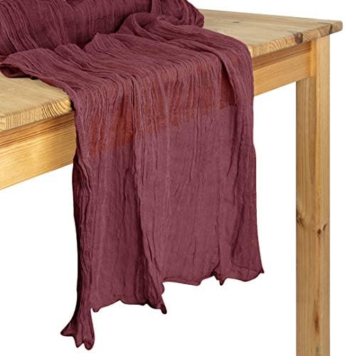 Koyal Wholesale Gauze Table Runner Extra Long Table Runner, Farmhouse Table Runner, Cheesecloth Tablecloth (Burgundy, 28.3 x 157-Inch)