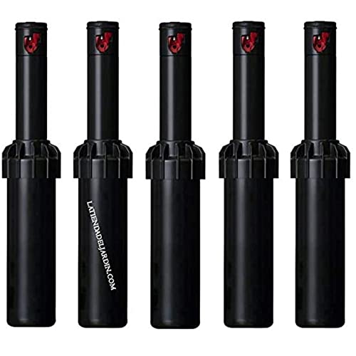 Suinga Pack 5 Aspersor de riego Hunter PGJ-04 1/2'' | Alcance 4,3-11,6 m | Angulo Ajustable | Aspersor de turbina emergente para Jardin, Negro