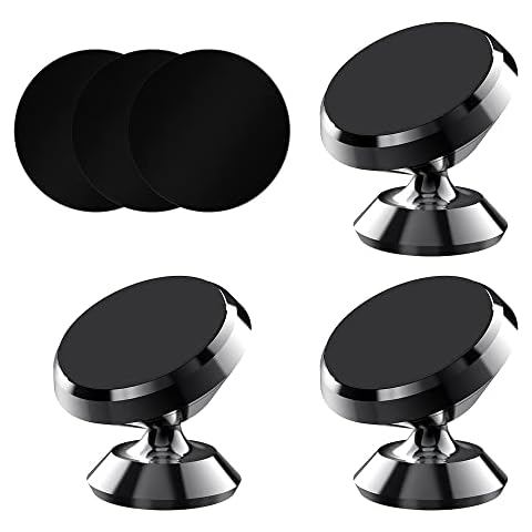 TIQUS [3 Pack] Magnetic Phone Car Mount with Black Metal Plates, Car Sturdy Stick-on Cell Phone Holder Car Built-in Amazing Strong Magnets, Hands Free Magnetic Car Phone Holder with Strong Adhesive Cover