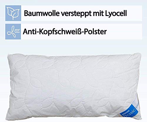 Frankenstolz Original Kissen mit kühlendem Tencel/Lyocell und weichen Faserbällchen, ideal für Schwitzer, Kochfest und damit ideal für Allergiker geeignet, Made in Germany, Größe ca. 40 x 80 cm