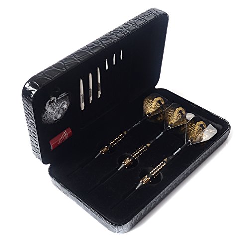 Cuesoul 20 Grams Steel Tip Darts Set With Black Deluxe Pu Darts Case-Black Scorpion #TOP5