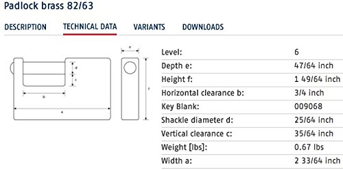 Abus 82/63 Monoblock Brass Padlock Keyed Different #TOP1