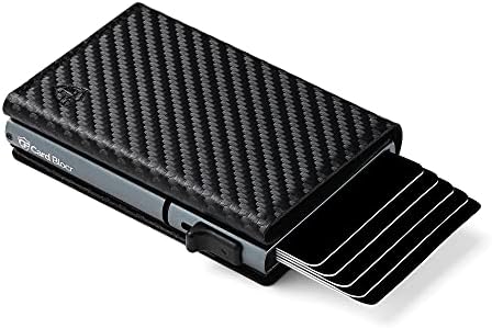 Conceal Plus Card Blocr Credit Card Pop Up Wallet RFID Blocking Slim Minimalist Card Holder (Black PU Carbon Fiber & Titanium)