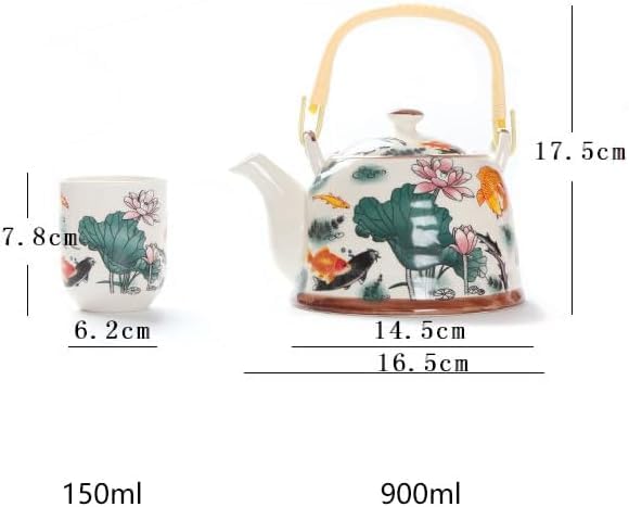 Ceramiczny zestaw do herbaty, 7-częściowy dzbanek do herbaty Gungfu, ręcznie wykonany czajniczek i kubki, chińska porcelana do biura i podróży, kwiatowy wzór