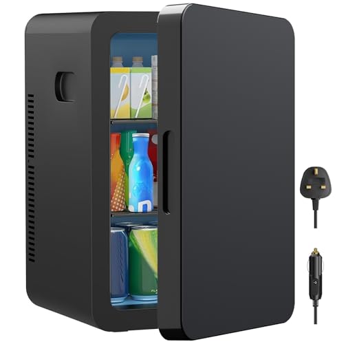 MoraRise 22L Mini Fridge for Bedrooms 30 Cans Portable Cooler & Warmer Small Fridge AC/DC Powered Adjustable Shelves Home Office Car Dorm Travel Cosmetics Skincare Drinks (Black)