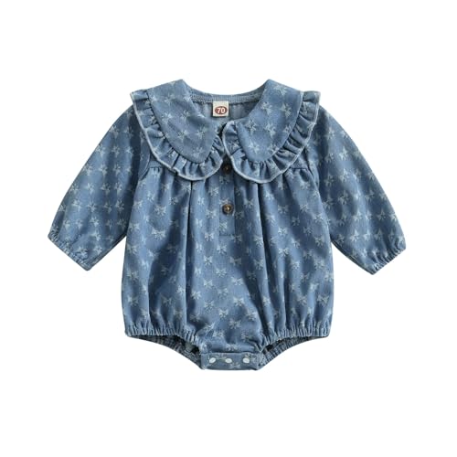 Douhoow Baby Girl Sweatshirt Romper Infant Baby Dress Romper Long Sleeve Button Bodysuit Fall Winter Festival Outfits