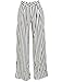 MESLIMA Women's Clubwear Loose Pants Fashion Striped Print Summer Button Closure Wide Leg Long Pants Black, M