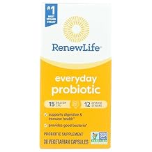 Renew Life Everyday Probiotic Capsules, Daily Supplement Supports Urinary, Digestive and Immune Health, L. Rhamnosus GG, Dairy, Soy and Gluten-Free, 15 Billion CFU, 30 Count