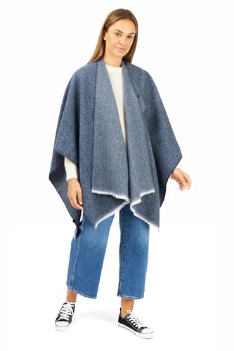 Image of Women's Shawl Wrap Poncho Ruana Cape Cardigan Sweater Open Front for Fall Winter Spring
