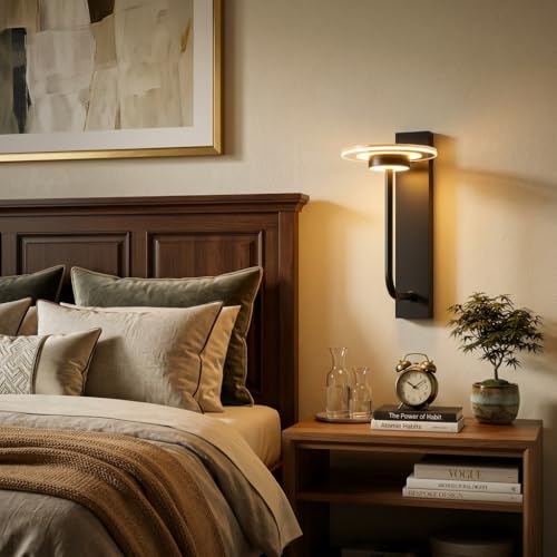 Image of LED Wall Light 3-Color CCT (Warm + Natural + Cold White) Metal & Acrylic Ring Design Wall Lamp for Bedroom Living Room Home Decor