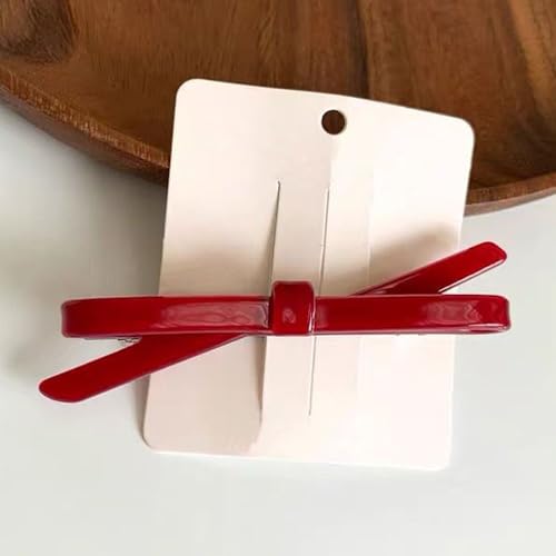 2 Pinzas Rojo Oscuro con Moño Vintage para Mujer miniatura 4