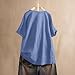Ssuyeuri Linen Tops for Women Short Sleeve Round Neck Dressy Fashion Blouses 2026 Summer Casual Loose Fit Shirts Top Blue