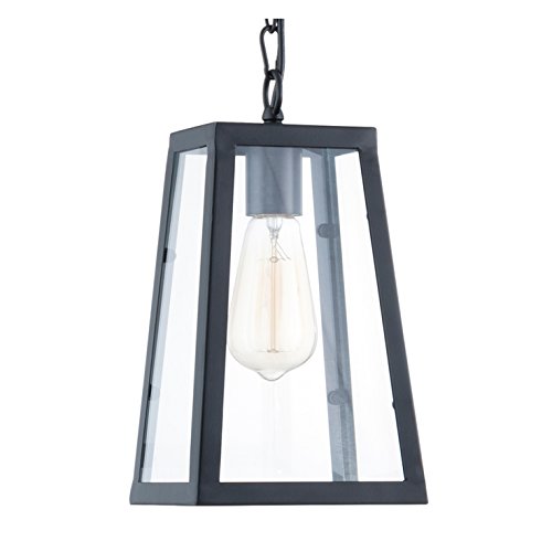 Light Society Serendipity Mini Pendant Light, Matte Black Shade with Clear Glass Panels, Vintage Modern Industrial Lighting Fixture (LS-C113)