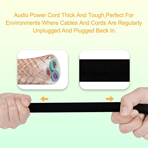Audiophile Hifi Power Cord, 10Awg Us Ac Main Supply Cable, Nema 5-15P Iec320-C15 Female Connector, 125V/15A For Speaker, Subwoofer, Turntable, Amp, Dac. (Carbon Fiber 10 Awg, 1.5M / 5.0 Feet) #TOP4