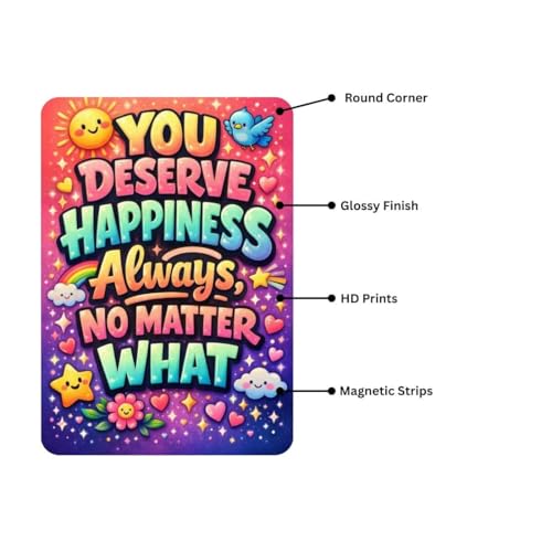 Image of Zesta Bathroom Decor Items Washroom Decor Tin Sign | Aesthetic Posters Wall Poster for Bedroom | Magnetic Cafe Decoration Items / Restaurant Decorations Items | Quirky Home Decor Bar Accent (You Deserve Happiness)
