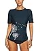 CharmLeaks Womens rash guard swim top swim shirts rashguards rashguard swimsuit,Navy,Large