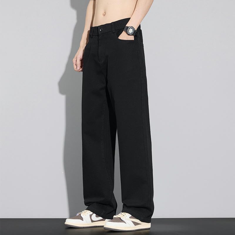 Men's Summer Cotton Loose Wide Leg Versatile Breathable Drape Straight Casual Pants4