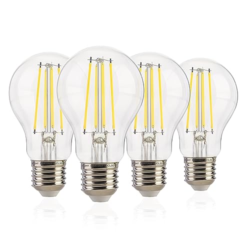 FLSNT Dusk to Dawn Outdoor Sensor A19 LED Light Bulb, 5000K Daylight, 7W (60W Eqv.), 800LM, Vintage Filament E26 Base,Auto On/Off Photocell Automatic for Energy-Efficient Outdoor Lighting, 4 Pack