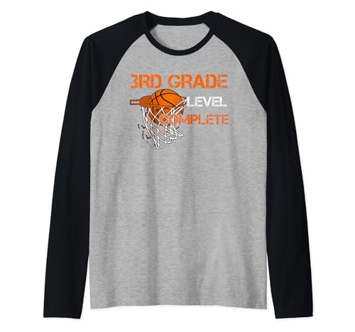 3rd Grade Level Complete Basketball Back To School Boys Raglan Baseball Tee