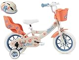 Vélo Enfant 12' Stitch de Disney avec Casque Stitch Inclus équipé de 1 Frein, Panier Avant, Porte poupée arrière, Garde boues, Carter et stabilisateurs