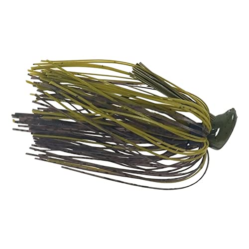 Buckeye Lures Flat Top Finesse Jig with Premium Skirting & Rubber Skirt Collar | Durable Versatile Fishing Bait | Green Pumpkin, 3/8 oz