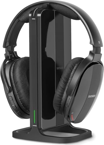 Daysnew Wireless Headphones for Watching TV with Charging Station and RF Transmitter Comfortable TV Headset for Seniors Compatible with All TVs (Black)