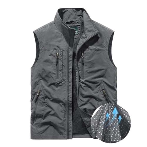 Men's Lightweight Utility Vest Outdoor Sleeveless Zip Up Jacket With Multi Pockets For Hiking Travel2