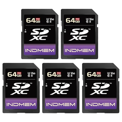 64GB SD�J�[�h5�p�b�N�AUHS-II V60 U3 SDXC�������[�J�[�h�A�ő�280MB/�b�̍����ǂݎ��BV60�������[�J�[�h�A�v���t�F�b�V���i���J����4K/6K�r�f�I�p�B