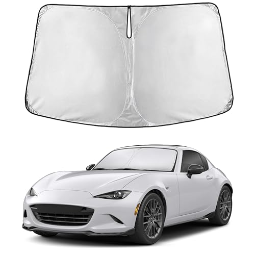 Image of EcoNour Windshield Sun Shade Compatible for Mazda MX-5 Miata 2016-2024 2025 2026 | Convertible Front Window Sunshade | Foldable Sun Visor Cover | UV & Heat Blocking Protection