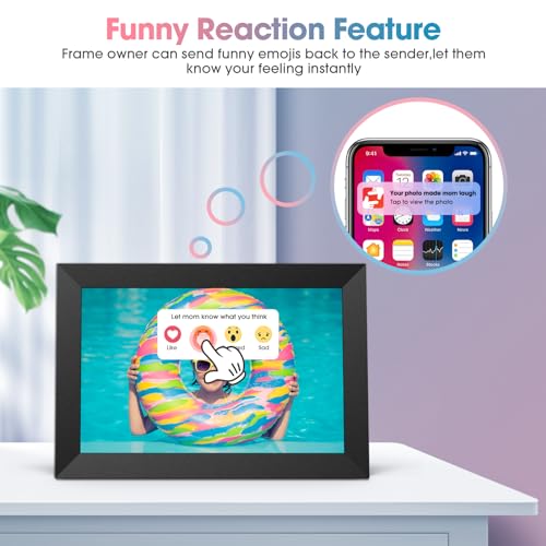 WiFi 10.1'' Digital Picture Frame with 1280x800 Resolution, Touchscreen Digital Photo Frame Share Photos and Videos Remotely via APP - Gift Guide for Christmas - Thumbnail 6