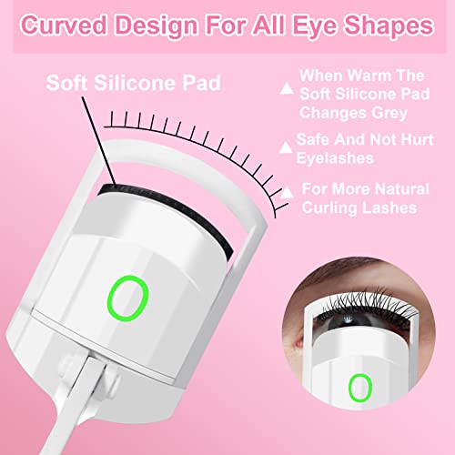 Hicdaw Heated Eyelash Curler Usb Rechargeable Electric Eyelash Curlers With Eyelash Comb For Women Girls Quick Pre-Heat Long Lasting Natural Heated Lash Curler #TOP3