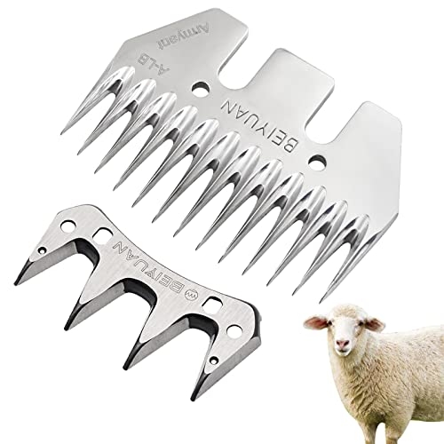 Schafschermaschine Schermesser Ober Und Untermesser, Edelstahl Wolle Scheren Klingen Schermesser Für Schafe Ziegen 13 Zähne Cover