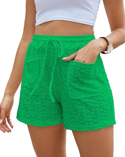 Bsubseach Shorts for Women Beach Cover Up Shorts Terry Cloth Summer Casual Elastic Waist Drawstring Short Pants