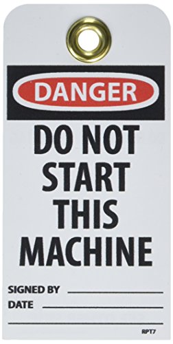 Accident Prevention Tag NMC Rpt7g Danger Ne pas démarrer cette machine lot de 25