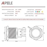 APIELE 19mm Latching Push Button Switch 12V DC Angel Eye Halo Ring LED Metal 0.74" 1NO1NC SPDT with Wire Socket Plug (Blue) - Image 2