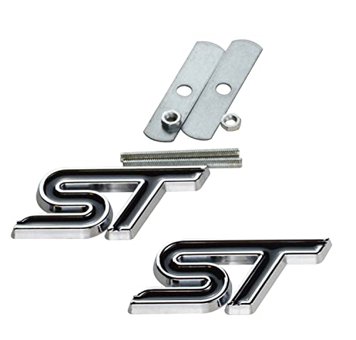 Instale estos emblemas de rejilla ST de metal negro plata y personalice su coche de forma sencilla